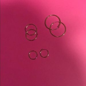 Set of three hoop earrings